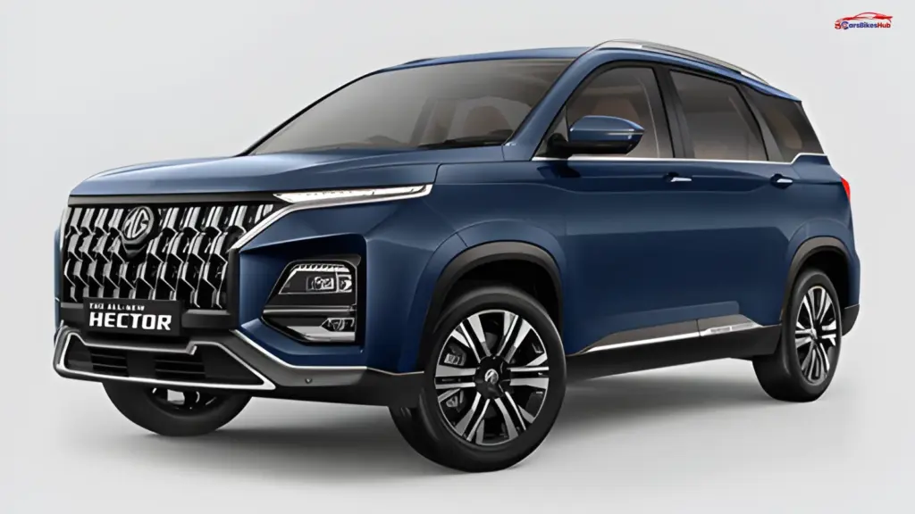 MG Hector Plus side profile large SUV alloy wheels roof rails