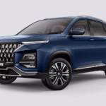 MG Hector Plus front profile showcasing bold grille and premium SUV styling by MG Motor