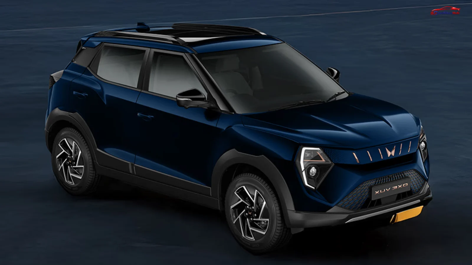 Mahindra XUV 3XO EV compact electric SUV front view showcasing modern design and LED lighting in India.