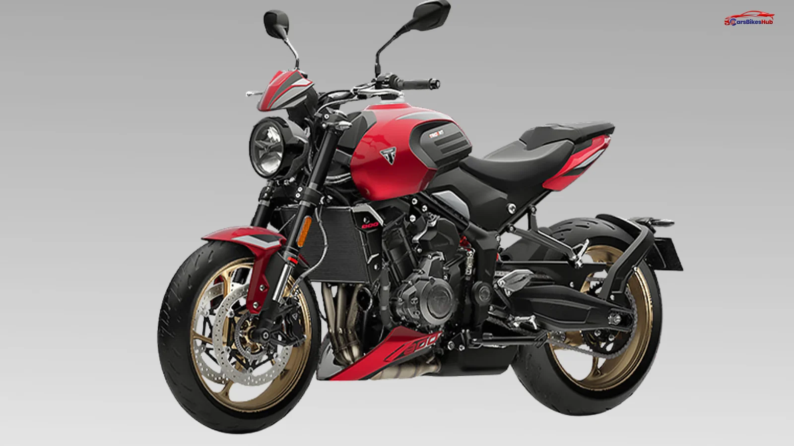 Triumph Trident 800 streetfighter motorcycle front three quarter view with aggressive design