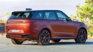 2026 Range Rover Sport three-quarter rear view with sleek LED taillights and luxury SUV styling