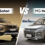 MG Hector Plus vs Tata Safari parked side by side in India