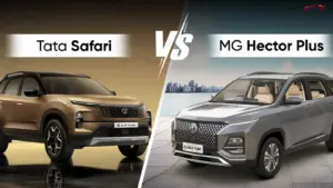 MG Hector Plus vs Tata Safari parked side by side in India