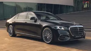 Front three-quarter view of the 2026 Mercedes-Benz S-Class Facelift luxury sedan showcasing its updated grille, redesigned LED headlights, premium alloy wheels, and elegant flagship sedan styling.