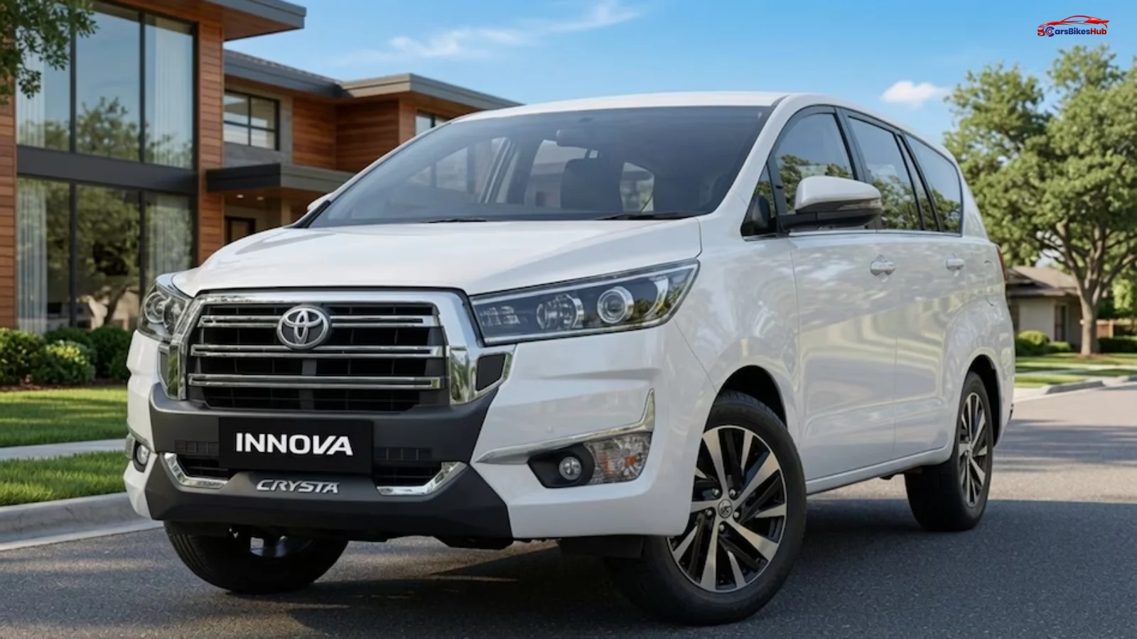2026 Toyota Innova Crysta premium MPV parked showcasing front design and updated styling