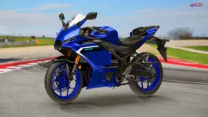 Yamaha R3 Review showcasing the twin-cylinder sportbike in Icon Blue color