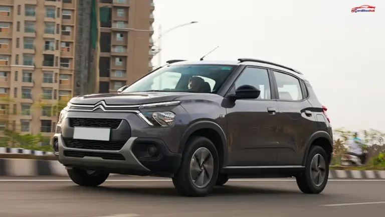 Citroen eC3 electric SUV hatchback parked on a city road showcasing its modern design and EV styling