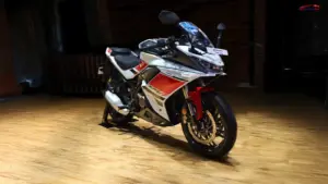Hero Karizma XMR 250 sports bike front three-quarter view showcasing aggressive design and fairing