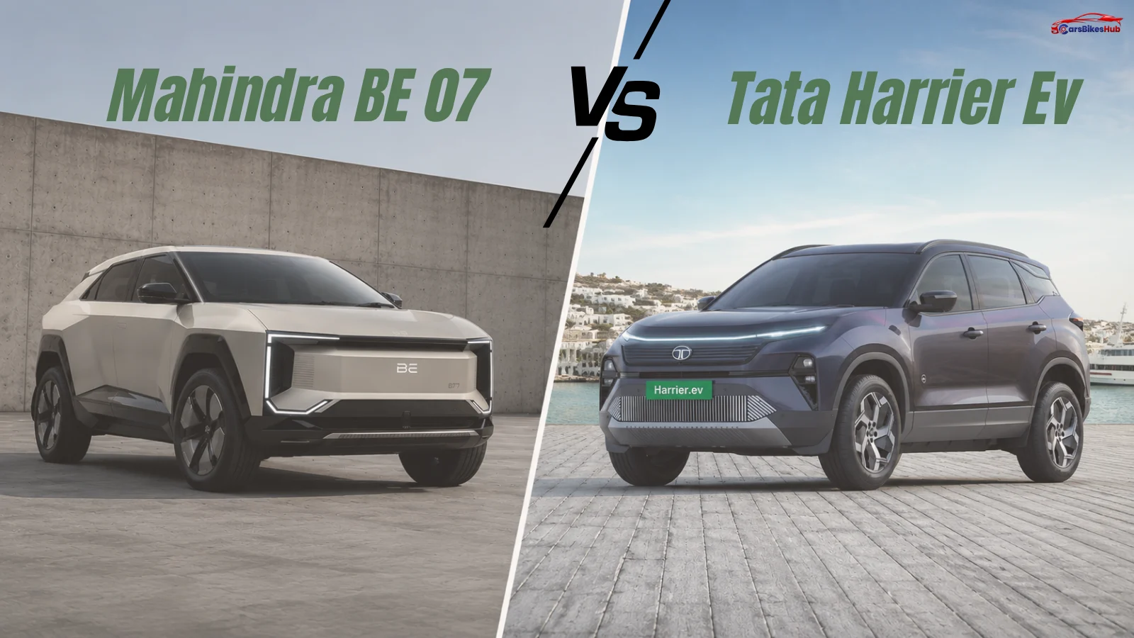 Mahindra BE 07 vs Tata Harrier EV comparison covering range, features, performance and value