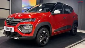 Renault Kwid 2026 parked on a city road showcasing its updated design, front fascia and SUV-inspired styling.