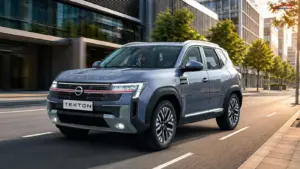 Nissan Tekton 2026 mid-size SUV in bold metallic finish on the road