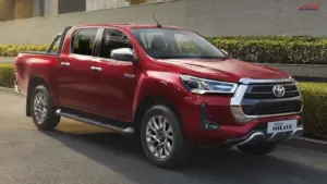 2026 Toyota Hilux pickup truck showcasing its updated exterior design, rugged styling, and premium front fascia