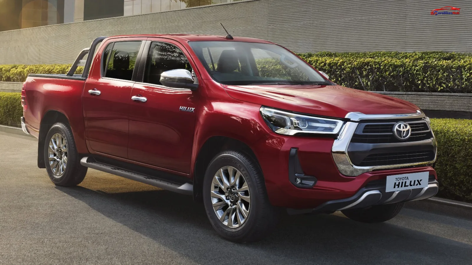 2026 Toyota Hilux pickup truck showcasing its updated exterior design, rugged styling, and premium front fascia