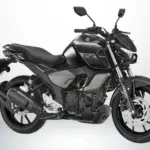 Yamaha FZ Blue Flex motorcycle in Metallic Black showcasing Yamaha's first flex-fuel bike compatible with E20 to E85 ethanol fuel in India