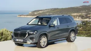 2026 Mercedes-Maybach GLS 680 showcasing its updated front design, illuminated grille, and redesigned LED headlamps