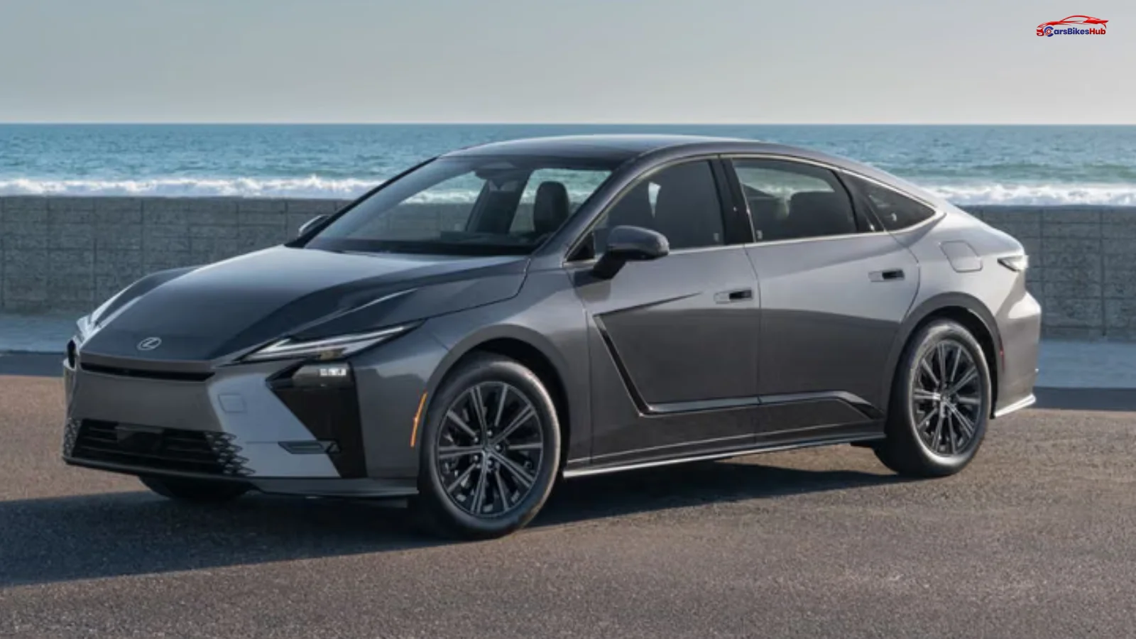 Lexus ES 350h luxury hybrid sedan front three-quarter view showcasing the new exterior design