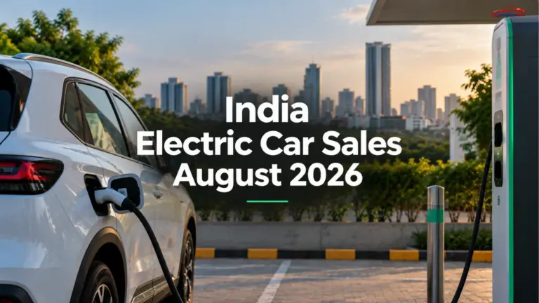 India electric car sales August 2026 with an electric car charging at a city charging station