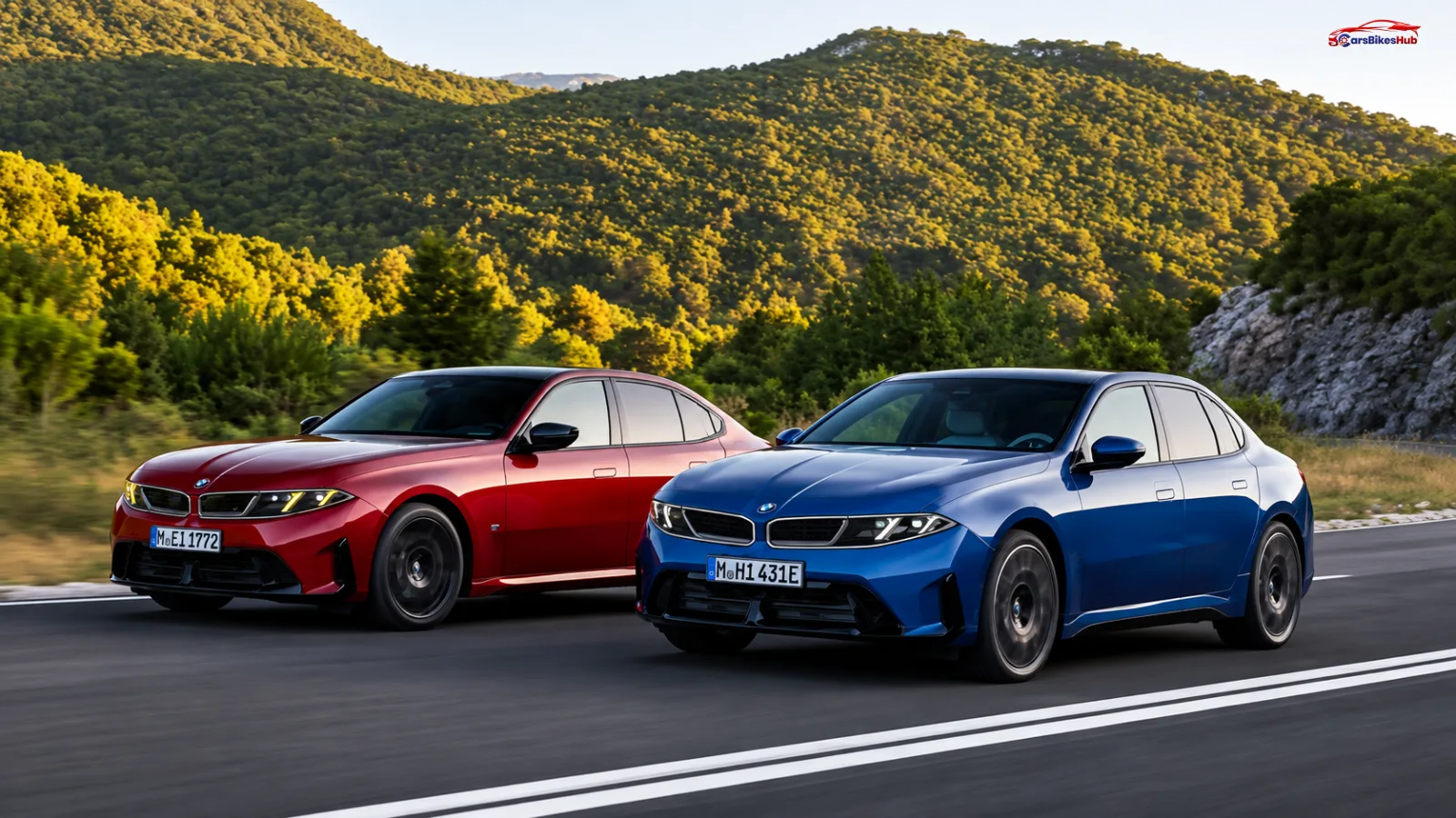 BMW 3 Series 2027 models driving on a mountain road
