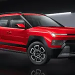 Hyundai Bayon SUV in red showcasing its exterior design and alloy wheels